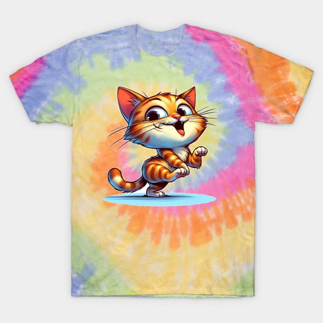 Fun-Loving Feline: Quirky Cat Cartoon T-Shirt by Choc7.YT